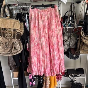 Ruby Rd. Pink and White Pleated Maxi Skirt Resort Wear